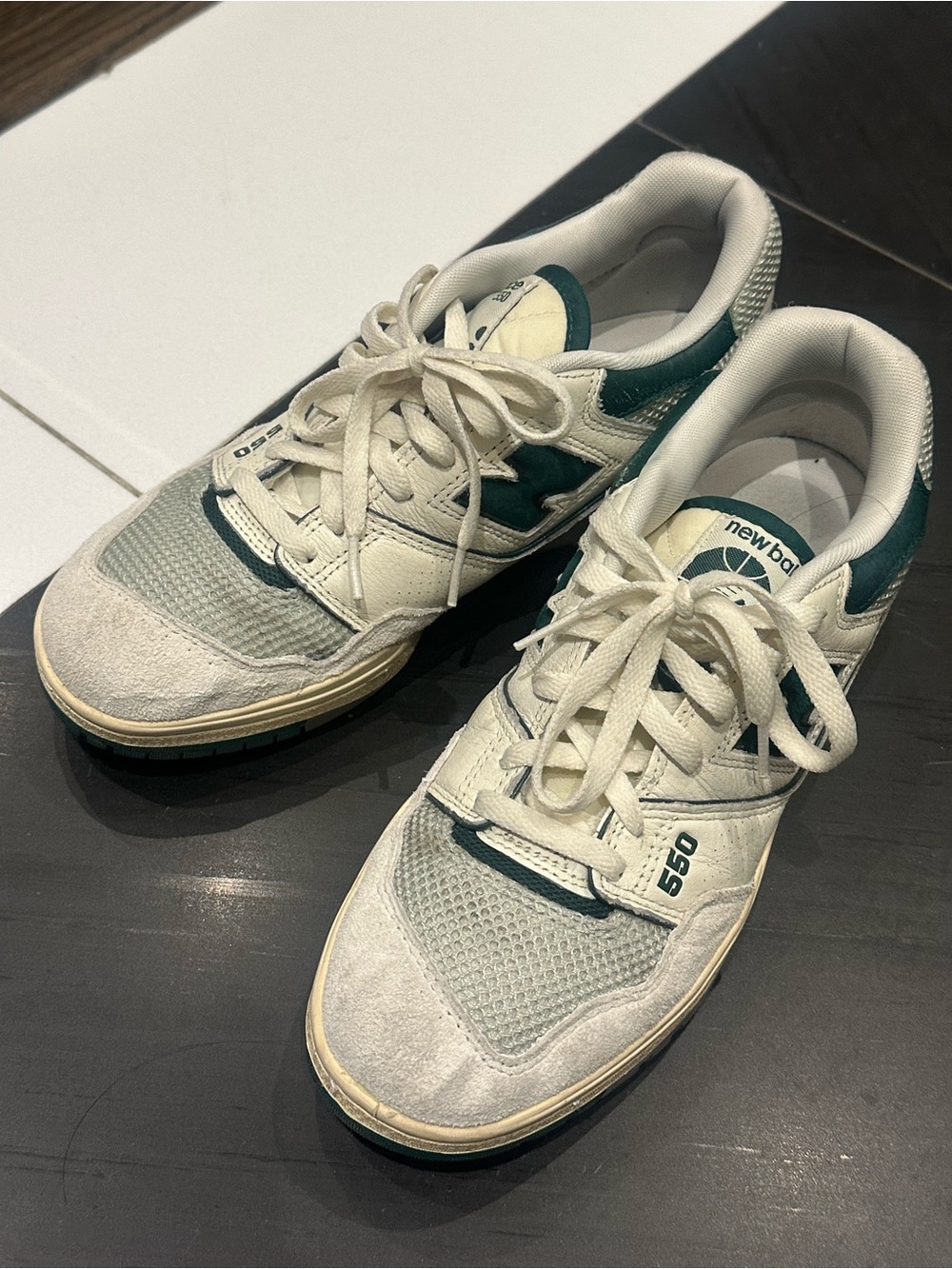 New Balance Men's Sneakers in White and Dark Green